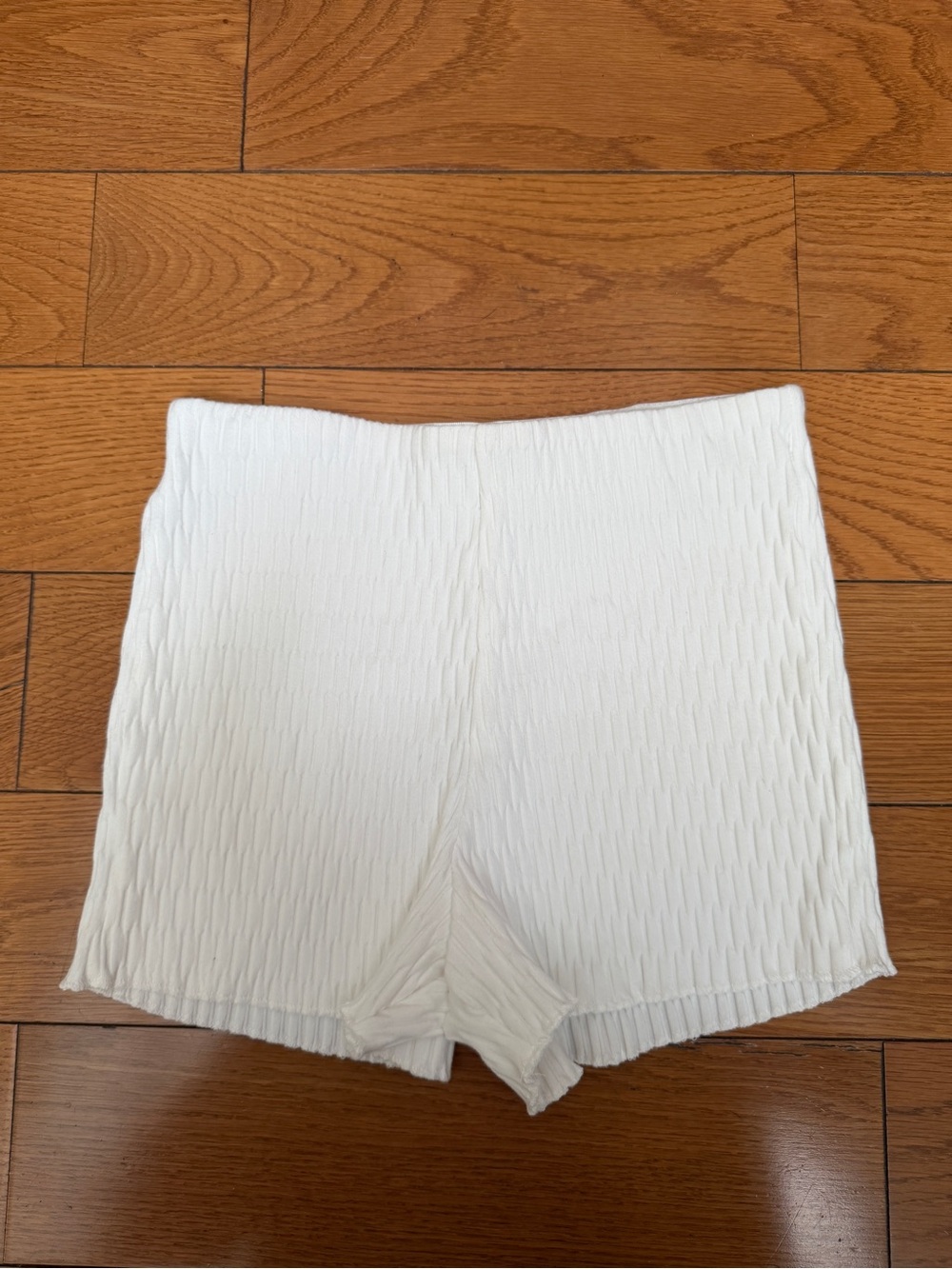 Zara White Textured Bike Shorts